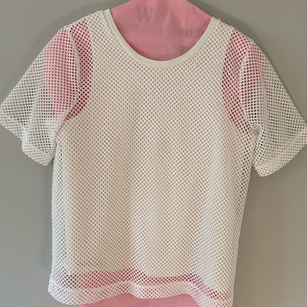 Banana Republic white mesh blouse